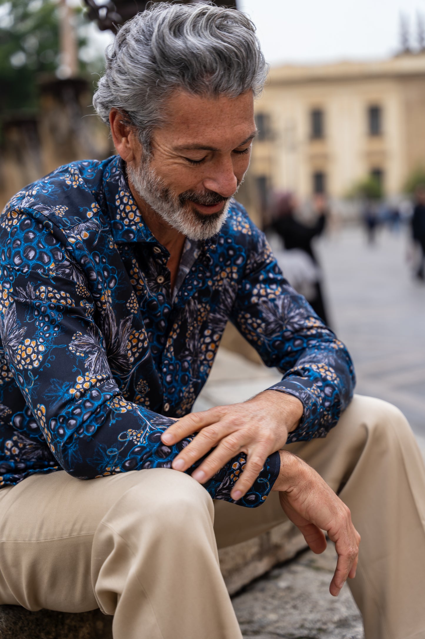 Camisa Monttesco racimos azul